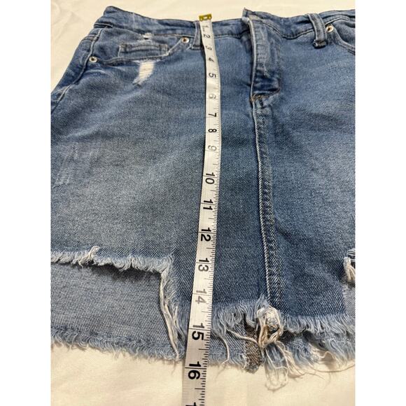Wild Fable Distressed Denim Mini Skirt Size 8 Raw Hem Preppy Style - Picture 5 of 5